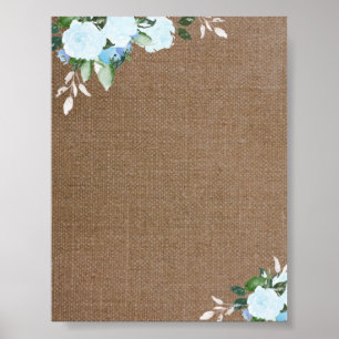 Floral Blooms Burlap Blank Poster