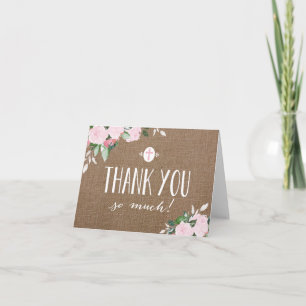 Floral Blooms Burlap Religious Danke Karte