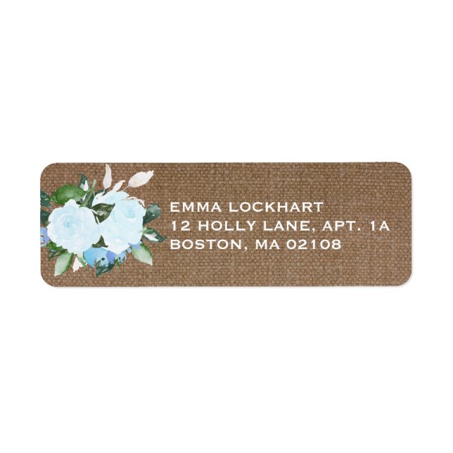 Floral Blooms Burlap-Rücksendeadresse (Vorne)