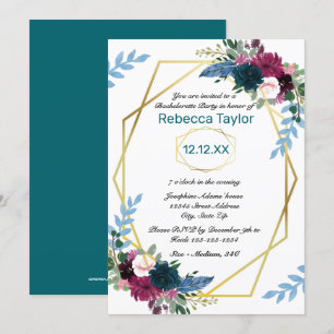 Floral Blooms Mod Vert Aquamarin - Junggeselinnen- Einladung