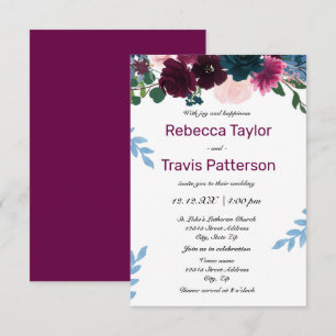 Floral Blooms Pflaume - 3x5 Hochzeit/Empfang Einla Einladung