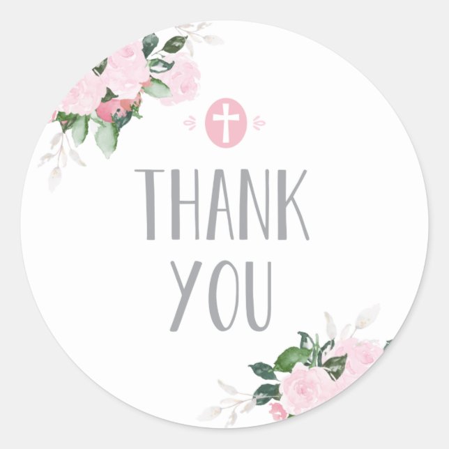 Floral Blooms Religious Danke Sticker (Vorderseite)