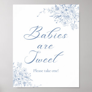Floral Blue Baby Dusche Gefallen Poster