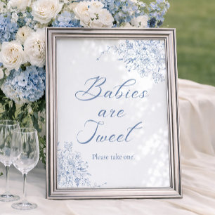 Floral Blue Baby Dusche Gefallen Poster