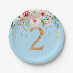 Floral Blue Boy Paper Plate Pappteller