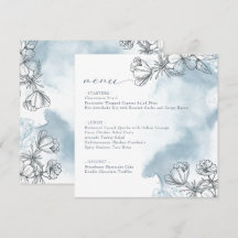 Floral Blue Brautparty Flat Menu