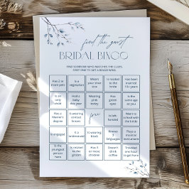 Floral Blue Bridal Bingo Game finden Sie den Gast