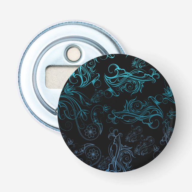 Floral Blue Flasche Opener Flaschenöffner (Vorderseite)
