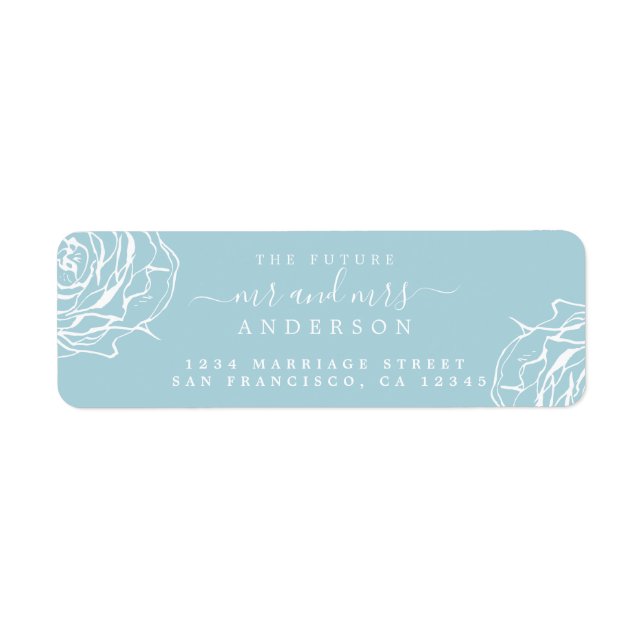 Floral Blue Future Frau Wedding Rücksendeadresse (Vorne)