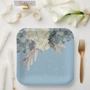 Floral Blue Gold Elegante Pappteller