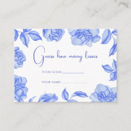 Floral blue - How many kisses bridal game Begleitkarte