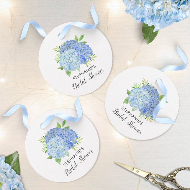 Floral Blue Hydrangea Bouquet Brautparty Geschenkanhänger (Von Creator hochgeladen)
