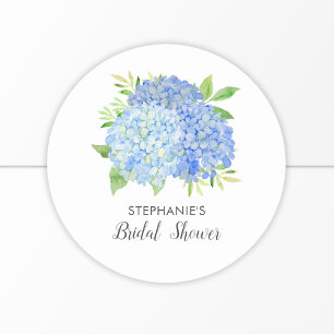 Floral Blue Hydrangea Bouquet Brautparty Runder Aufkleber