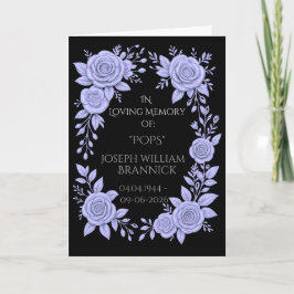 FLORAL BLUE. IN LOVING MEMORY KEEPSAKE, CARD KARTE