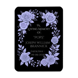 FLORAL BLUE. IN LOVING MEMORY KEEPSAKE, CARD MAGNET