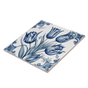 Floral Blue Indigo Azulejo Tiles Fliese