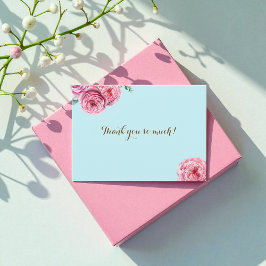 Floral Blue Pink Vielen Dank Flat Mitteilungskarte