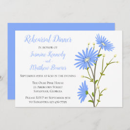 Floral Blue Probe Dinner Daisy Blume Hochzeit Einladung