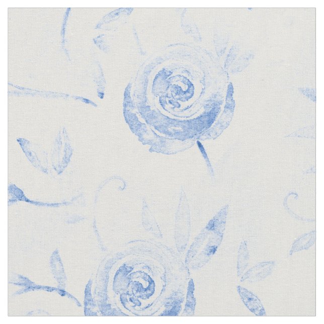 Floral Blue Rosen Damask Muster Stoff (Nahaufnahme)