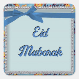 Floral Blue Scrapbook Style Eid Mubarak Sticker