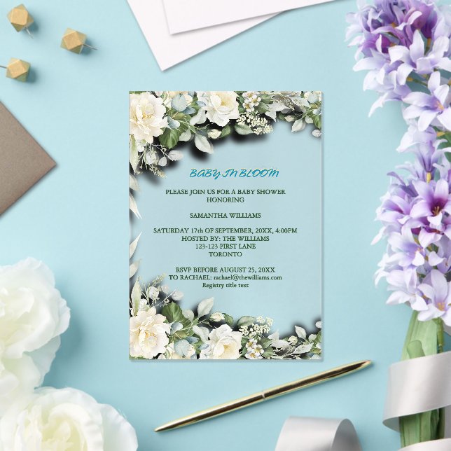 Floral Blue Watercolor Theme Acryleinladungen (In Situ (Hochzeit))