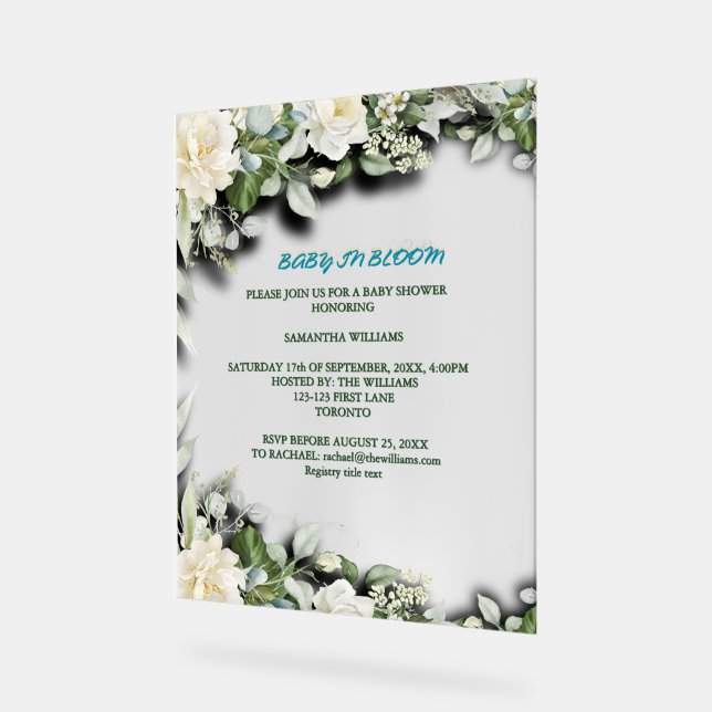 Floral Blue Watercolor Theme Acrylschild (Winkel)