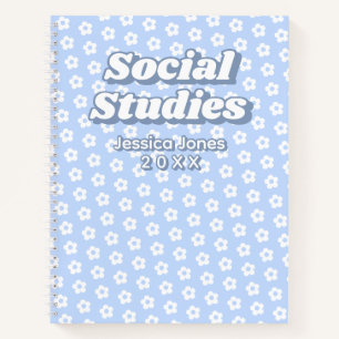 Floral Blue White Daisy Pattern School Notizbuch