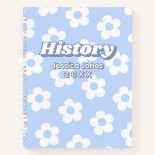 Floral Blue White Daisy Pattern School Notizbuch