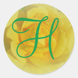 Floral Blume 3d Monogramm Gelbe Rose Quadratischer Aufkleber