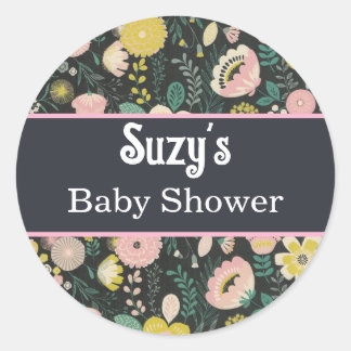 Floral Blume Botanische Girl-Babydusche Runder Aufkleber