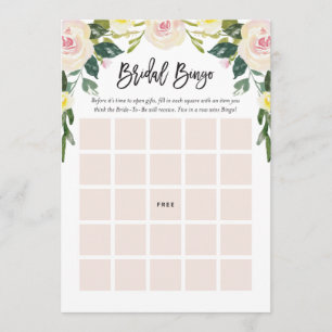Floral Blush Brautparty Bingo Game Card Einladung