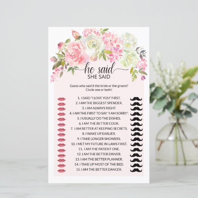 Floral Blush & Creme Er sagte, sie sagte Bridal Ga (Stehend Vorderseite)