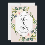 Floral Blush Handgeschriebener Rat & Wünsche Mr &  Hinweiskarte<br><div class="desc">Floral Blush Handwriting Advice & Wishings Card für die Zukunft Mr & Mrs.</div>