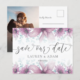 Floral Blush Pink Magnolie Save the Date Hochzeit Ankündigungspostkarte