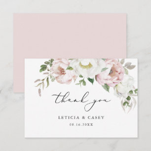 Floral Blush Pink White Peony Romantik Vielen Dank Dankeskarte