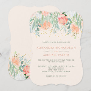 Floral Blush Romance Wasserfarbenhochzeit Einladung