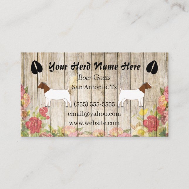 Floral Boat Goat Business Card Visitenkarte (Vorderseite)