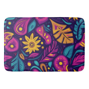 Floral Boho Abstrakt farbig 5 Badematte