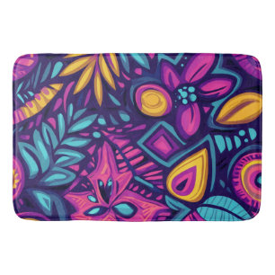 Floral Boho Abstrakt farbig 8 Badematte