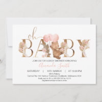 Floral Boho Bären Balloons Word Baby Dusche
