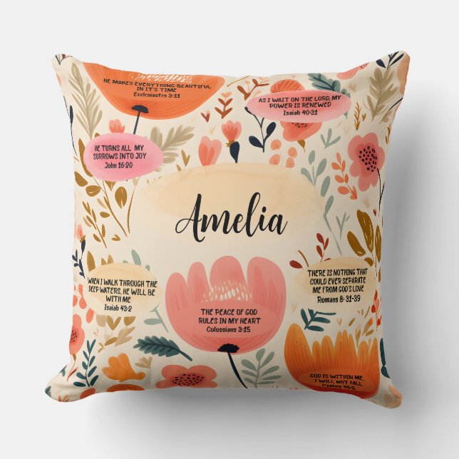 Floral Boho Bibel Verses Affirmation with name Kissen (Vorderseite)