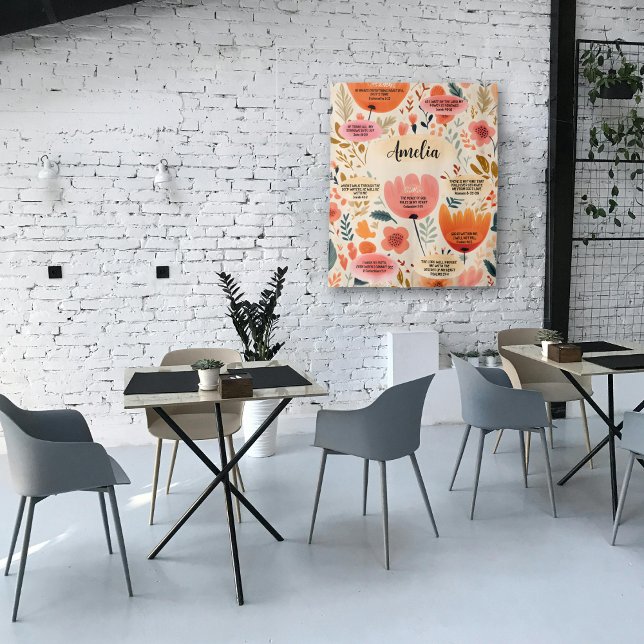 Floral Boho Bibel Verses Affirmation with name Wandteppich (Von Creator hochgeladen)