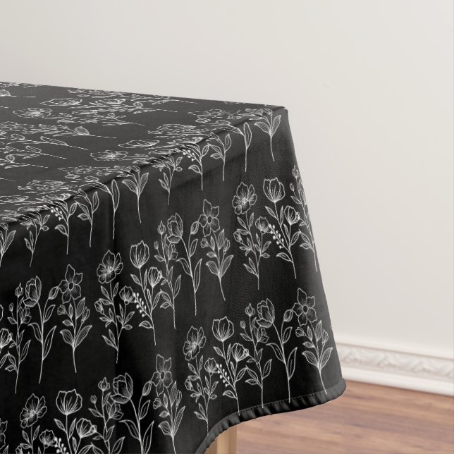 Floral Boho Black Botanical Wedding Tischdecke (Beispiel)