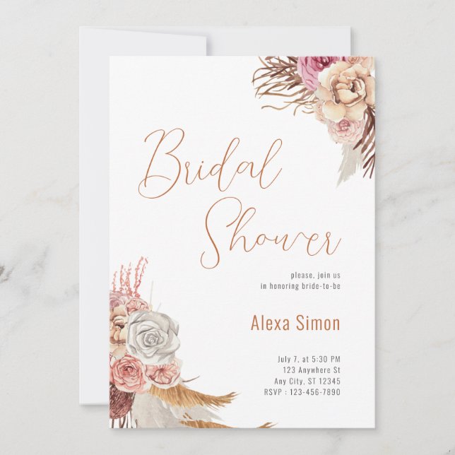 Floral Boho Brautparty Einladung (Vorderseite)