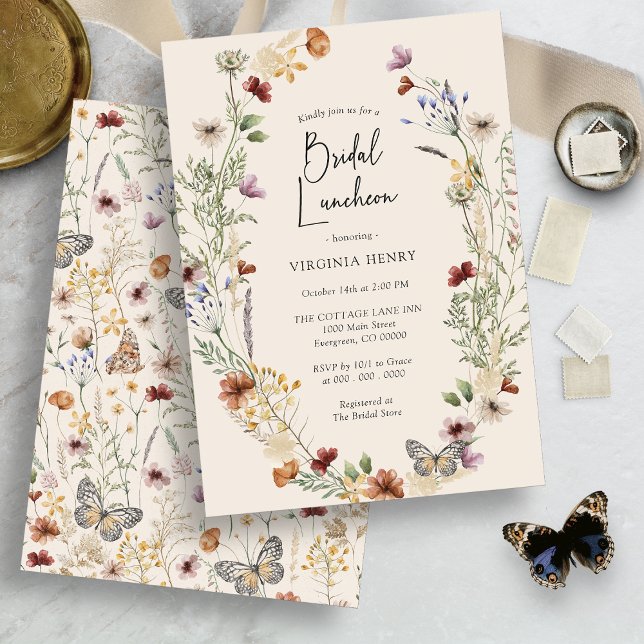 Floral Boho Bridal Luncheon Einladung (Wildflower Floral Boho Bridal Luncheon Invitation by Painted Paperie
)