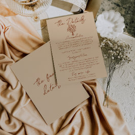 Floral Boho Chic Cream Terracotta Wedding Details Begleitkarte