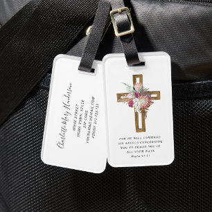 Floral Boho Christlich Cross Religious Bible Verse Gepäckanhänger