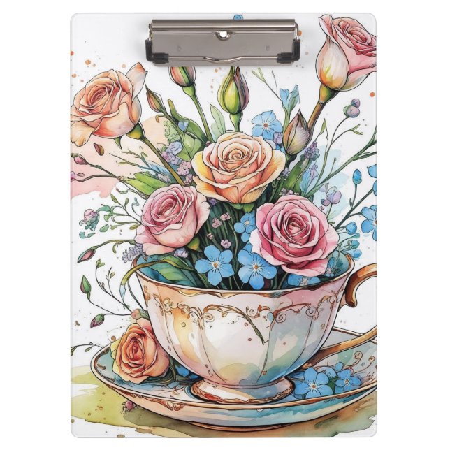 Floral Boho Clipboard Klemmbrett (Vorderseite)