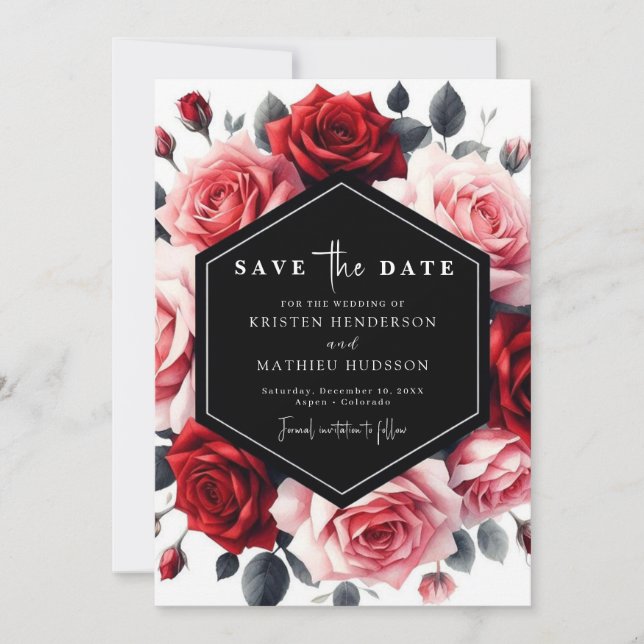 Floral Boho Crimson Red Wedding Save The Date (Vorderseite)