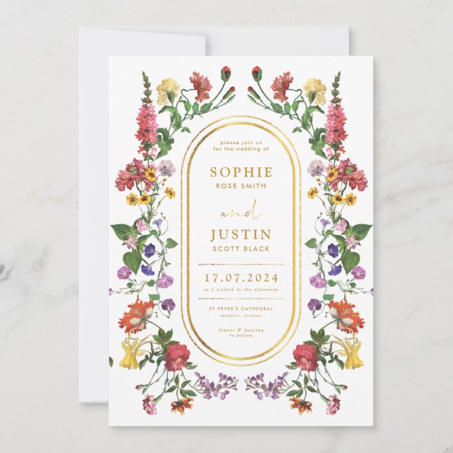 Floral Boho Doppelseitige Hochzeitseinladung Einladung (Vorderseite)